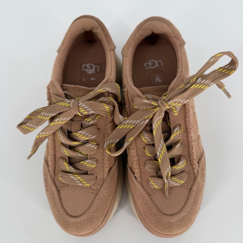UGG Marin Lace Logo Platform Sneakers Chestnut Tan Suede 1125025 Womens 6 - Picture 3 of 15